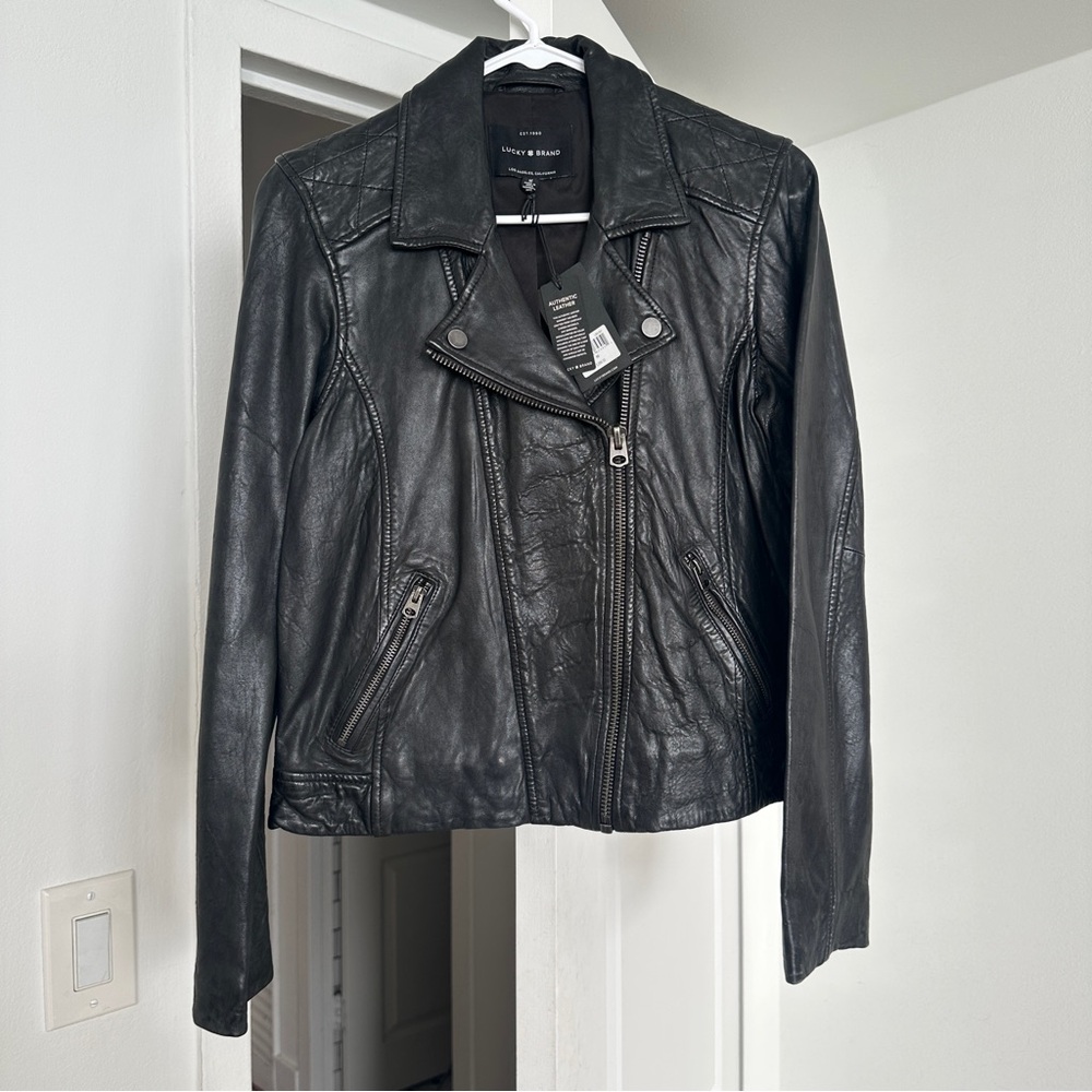 NWT Lucky Brand Black Leather Jacket